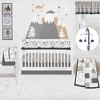 Bacati - Woodlands Gray/Beige Neutral Cotton Crib Rail Guard Covers set of 2 - 4 of 4