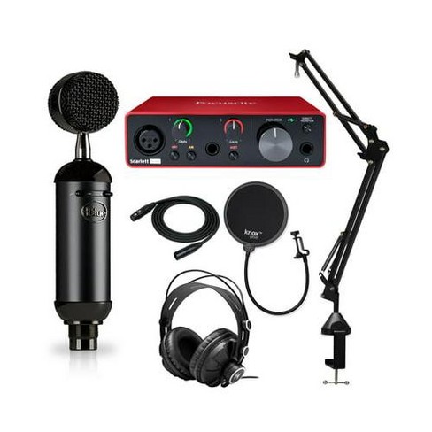  Blue Microphones Yeti USB Microphone (Blackout) Bundle with  Knox Gear Headphones and Pop Filter (3 Items) : Musical Instruments