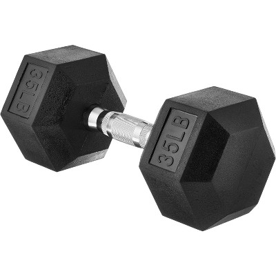 Rubber Encased Hex Dumbbell, Hand Weight for Home Gym Strength Training and Fitness Workouts