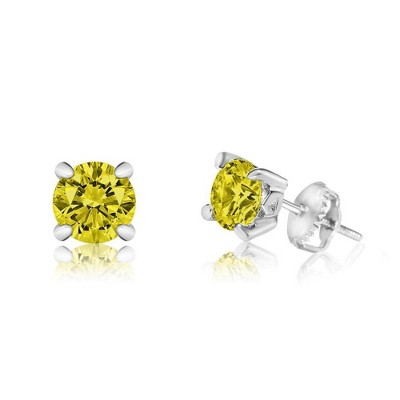 Chanteur Hypoallergenic Kids Jewelry Accessories August CZ White Gold Palladium Plating Stud Earrings Surgical Titanium Posts
