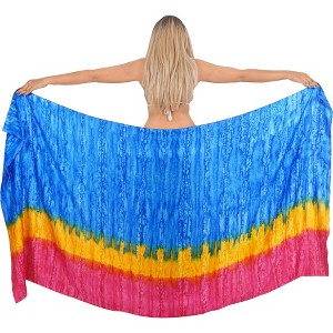 LA LEELA Women's Wraps Summer Long Pareos Vacation Skirt Cover-Up Beach Bikini Beachwear Sarong Coverups Swimwear for Women One Size Blue,Tie Dye - 1 of 4