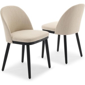 Dining Chairs Set of 2, Modern Fabric Dining Room Chairs with High Back and Wooden Legs, for Kitchen or Restaurant - 1 of 4