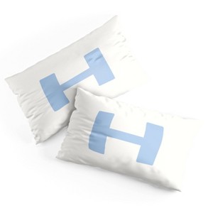 Deny Designs King April Lane Art Block Blue Monogram H Microfiber Printed Pillow Sham - 1 of 3