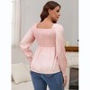 INSPIRE CHIC Women's Smocked Maternity Tops Square Neck Long Sleeve Shirts Pregnancy Blouses - 4 of 4
