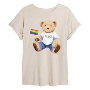 Women's - Instant Message - Pride Teddy Bear Oversized Graphic T-Shirt - 1 of 4