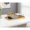HomeRoots Set of Two Gold And Mirrored Glass Handmade Serving Trays - 2 of 4