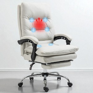 Mshliw Executive Office Chair with Footrest, Reclining Back, Swivel Base, Microfiber Upholstery & Double-Tier Padding, Dining Chair - 1 of 4