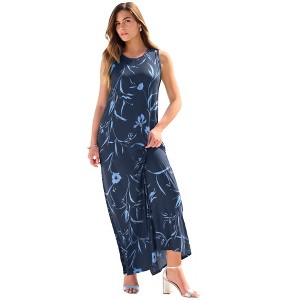 Roaman's Plus Size Sleeveless Crew Neck Maxi Dress - 1 of 4