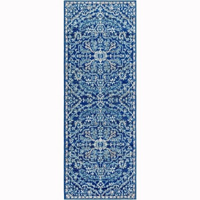 Mark & Day Olivia 2'7"x7'3" Runner Woven Indoor Area Rugs Dark Blue: Traditional Medallion, Stain-Resistant, Pet Friendly