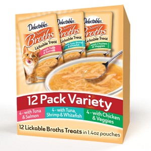 Hartz Broths Tuna, Salmon, Shrimp, Whitefish, Vegetable and Chicken Cat Treats - 12ct - 1 of 4