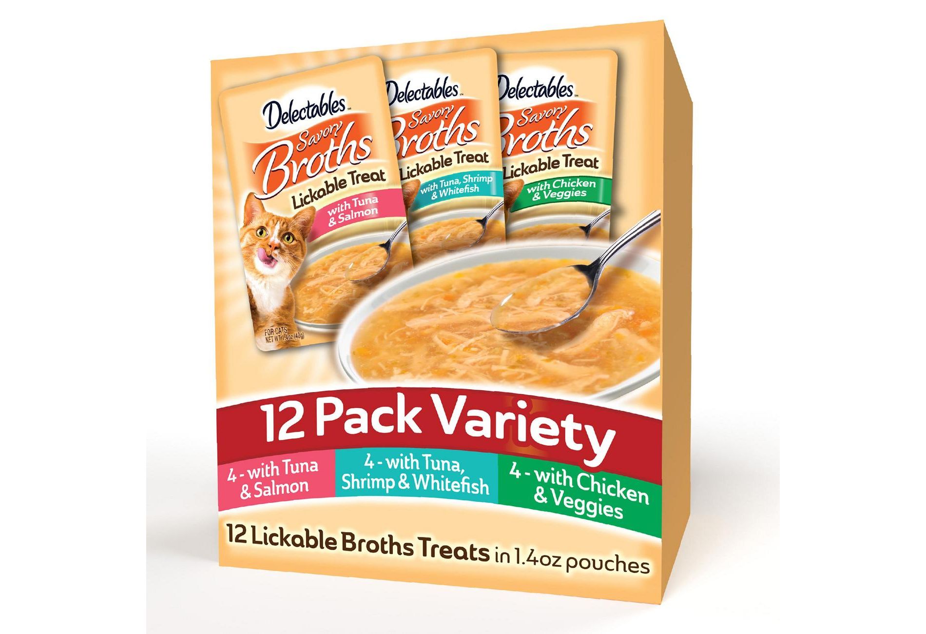 Hartz Broths Tuna, Salmon, Shrimp, Whitefish, Vegetable and Chicken Cat Treats - 12ct