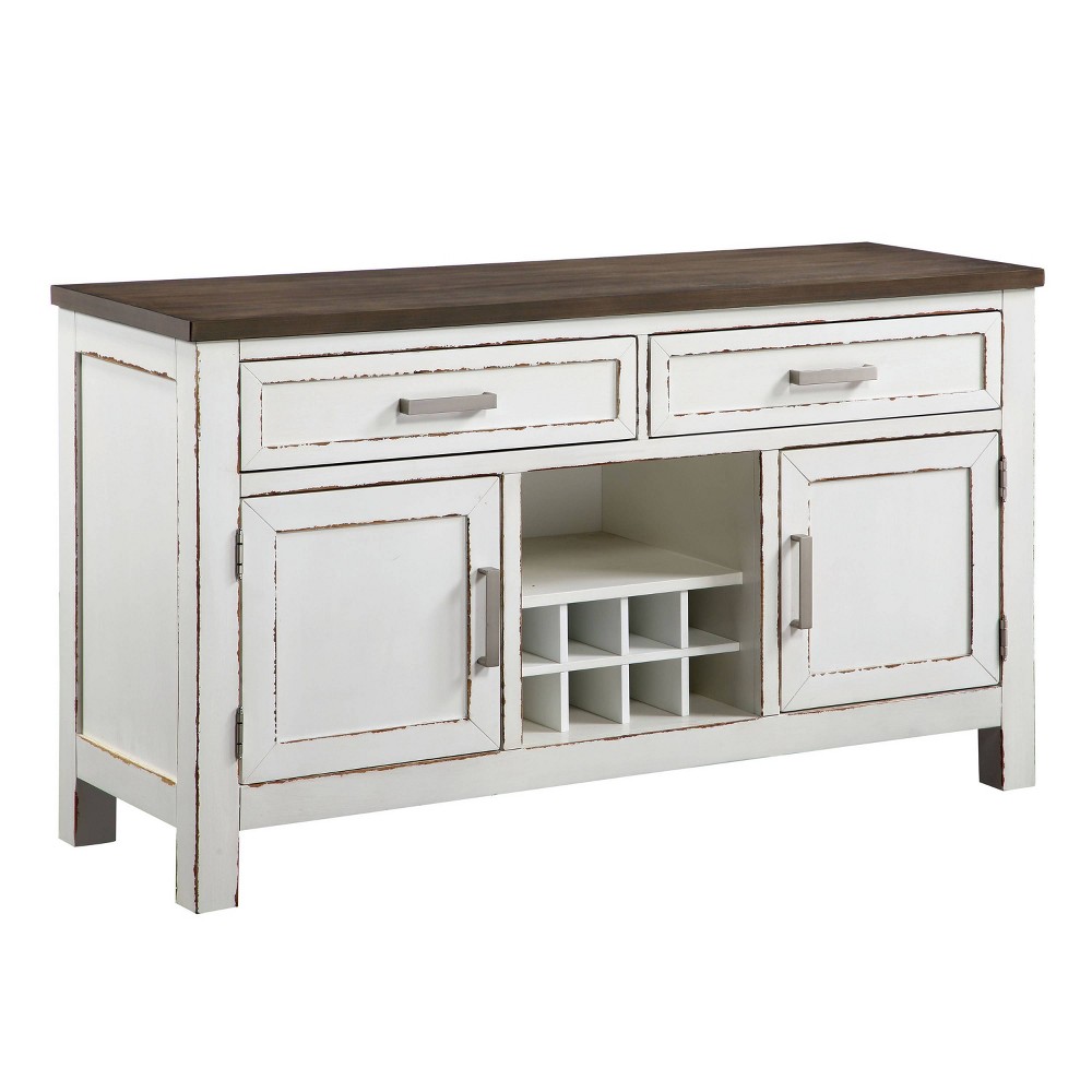 Photos - Storage Сabinet Redmond 2 Drawer Server Weathered White/Dark Walnut - HOMES: Inside + Out