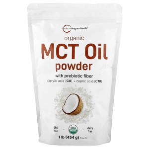 Micro Ingredients Organic MCT Oil Powder with Prebiotic Fiber, 1 lb (454 g) - 1 of 2