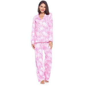 Casual Nights Women's Long Sleeve Rayon Button Down Pajama Set - 1 of 4
