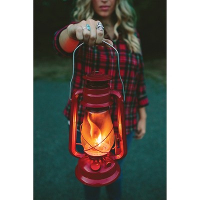 Stansport 12" Red Metal Hurricane Lantern with Glass Globe