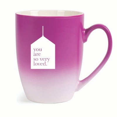 Elanze Designs You Are So Very Loved. Two Toned Ombre Matte 10 ounce New Bone China Coffee Tea Cup Mug, Pink and White