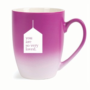 Elanze Designs You Are So Very Loved. Two Toned Ombre Matte 10 ounce New Bone China Coffee Tea Cup Mug, Pink and White - 1 of 4