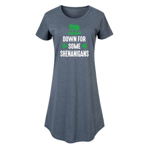 Women's - Instant Message - Down For Some Shenanigans Graphic T-shirt Dress - 1 of 4