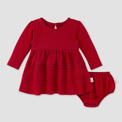 Burt's Bees Baby® Baby Girls' Pointelle Dress & Diaper Cover Set - Cardinal Red 0-3M