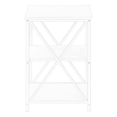 White Metal and Wood Square Contemporary Side Table