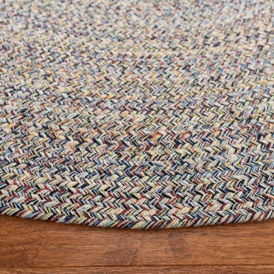 Handmade Blue/Ivory Cotton Braided Round Area Rug, 5 ft
