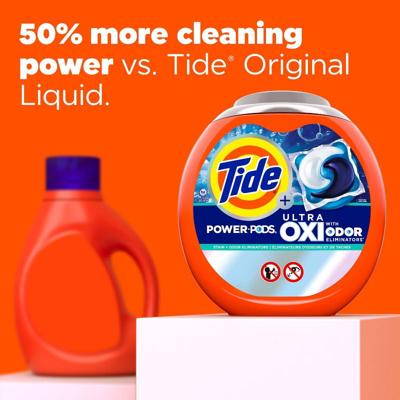 Tide Ultra Oxi Power Pods with Odor Eliminators for Visible and Invisible Dirt Laundry Detergent Pacs, 5 of 10