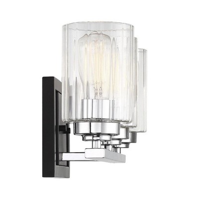 Matte Black and Polished Chrome 3-Light Vanity Fixture