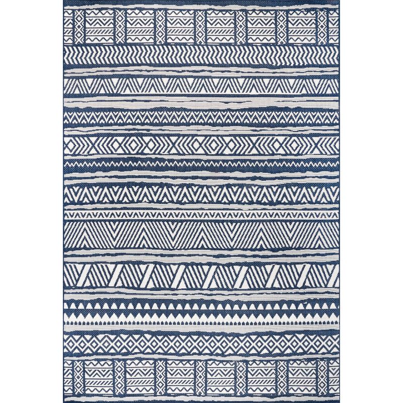 Abbey Geometric Striped Indoor and Outdoor Area Rug - nuLOOM, 1 of 9