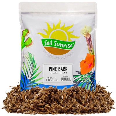 Soil Sunrise 100% Natural Pine Bark Mulch, for Container Gardening, Soil Supplement, Houseplants, Terrariums
