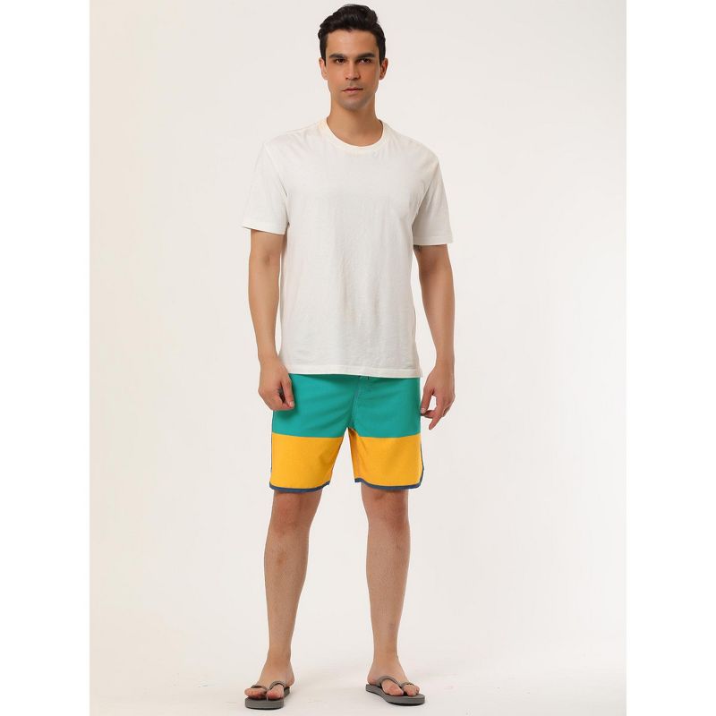 Lars Amadeus Men's Striped Beach Shorts Color Block Swimming Drawstring Board Surfing Shorts, 3 of 7