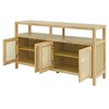 Luxystar Bohemian Style Sideboard Buffet Storage Cabinet with Solid Wood Frame, 3-position Adjustable Shelves for Living & Dining Rooms, Natural - 4 of 4