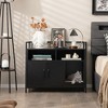 Tangkula Large Litter Box Enclosure Cat Wooden Storage Cabinet with 2 Doors - 2 of 4