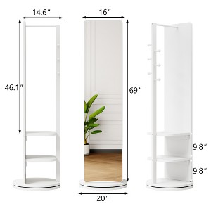 Dexmalle 360° Rotating 69"x16" Multifunctional Full Length Mirror with Hook Storage and Shelf - 1 of 4