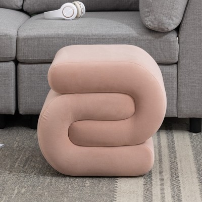 GDFStudio Mina Velvet S-Shape Upholstered Ottoman/Footstool