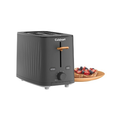 Compact Black Stainless Steel 2-Slice Toaster with Wide Slot