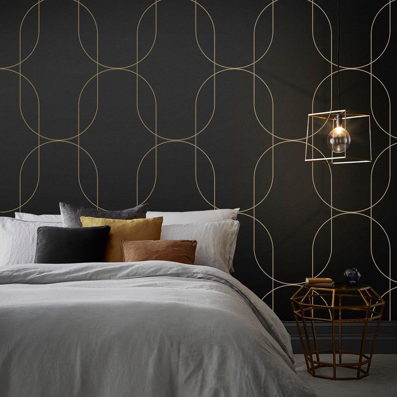Palais Black and Gold Geometric Paste the Wall Wallpaper, 2 of 5