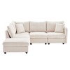 YOOCOZZ Upholstered Sectional Sofa with Movable Ottoman and Vertical Stripe Design - 2 of 4