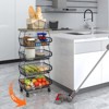 FONTOI 5-Tier Fruit Basket Rack, Stackable Wire Basket Cart with Wood Top, Vegetable Storage&Organization for Kitchen, Black, 6"*8"*18" - 4 of 4