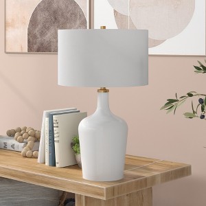 Hudson and Canal 25" Tall Drum Table Lamp with Fabric Shade - 1 of 4