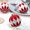 12ct Christmas Balls Ornaments Decor Set, Flock Painted Xmas Balls Hanging Tree Ornaments for Christmas Tree Wreath Garland, Red White, 3.15in/8cm - 2 of 4