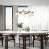 LNC Erharting Modern Farmhouse Wagon Wheel Chandelier with Ripple Glass Jar Shades, Polished Gold and Black, 5/8 Light - 2 of 4