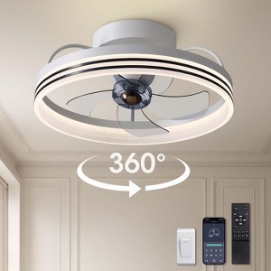 Siljoy 20 Inch Ceiling Fans with Lights, 360° Rotating Ceiling Fan with Lights and Remote, 6 Wind Speeds Smart Flush Mount Ceiling Fan for Bedroom - 1 of 4