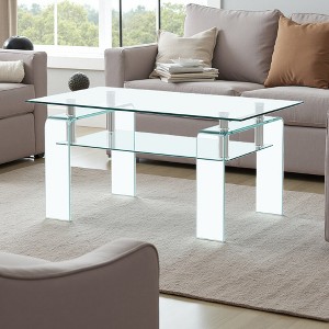 Medium Glass & Metal 2-Tier Coffee Table - 1 of 4