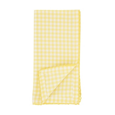 Yellow Gingham Cotton Table Napkins, Set of 4, 18 Inches