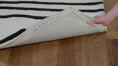 Ivory and Black Geometric Hand-Tufted Wool Rug for Kids 8' x 10'