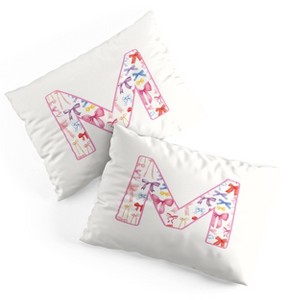 Deny Designs Standard April Lane Art Fancy Bow Monogram M Microfiber Printed Pillow Sham - 1 of 3