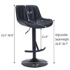 NicBex Set of 2 Swivel Adjustable Height Bar Stools,Modern Upholstered Bar Chair with Backrest for Dining Room,Kitchen,Counter,Black - 3 of 4