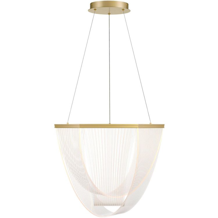 Possini Euro Design Muir 20 1/2" Modern Pendant Ceiling Light Fixture Dining Room Over Table Kitchen Island Hanging LED Clear Sanded Gold Finish, 6 of 9