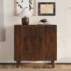 Small Rustic Mango Wood Accent Cabinet with Fluted Doors and Adjustable Shelf for Entryway or Living Room-The Pop Home - 2 of 4