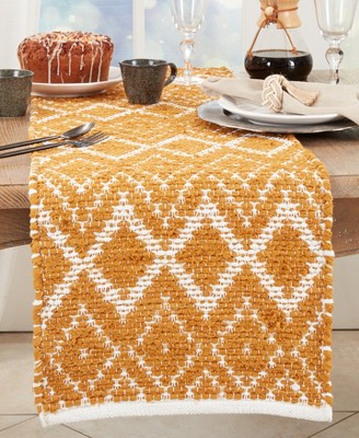 Gold Diamond Chindi Bohemian Table Runner, 16 x 72 in